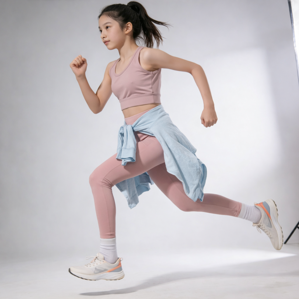 模特更换服装并添加衬衫系腰后的最终效果